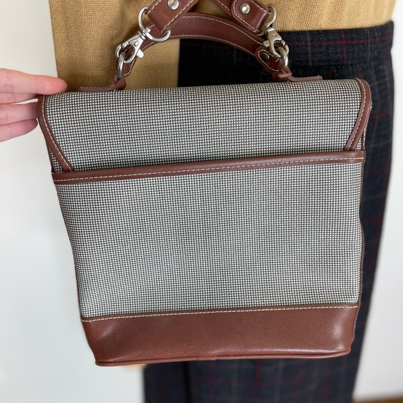 Vintage Esprit Crossbody Handle Bag Purse | Brown Check Pattern - Picture 7 of 10